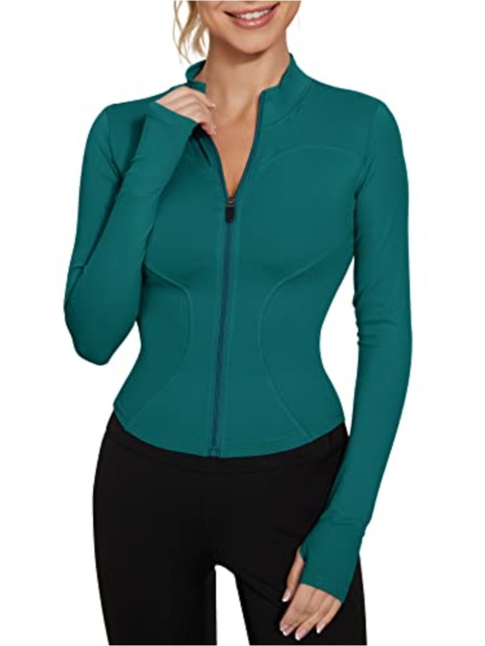 Women's Lightweight Zip Up Workout Jacket Cropped Athletic Slim Fit Yoga Top